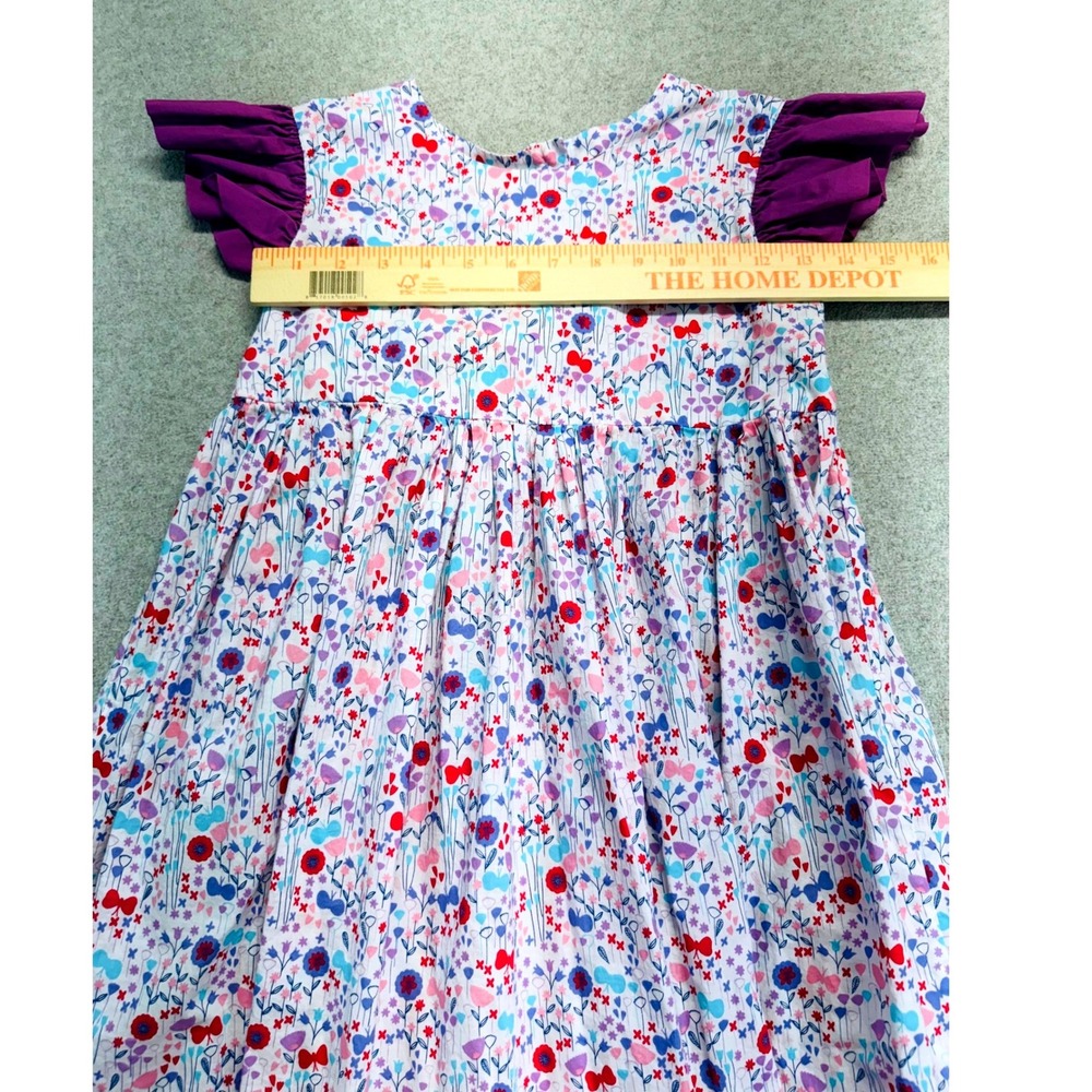 Kracker Jack Kids Maxi Dress Kids Size 8 Purple Floral Ruffle Butterfly Sleeve - Picture 6 of 8